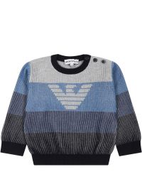 Armani Collezioni Blue Sweater For Baby Boy With Eaglet ニット