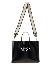 【N°21】ロゴ入りレザートート Horizontal Shopper White Horizontal Shopper Natural | N21