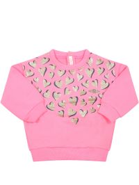 Billieblush Fuchsia Sweatshirt For Baby Girl With Hearts ニット