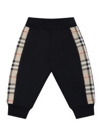 Burberry Black Sweatpants For Babies With Vintage Check ボトムス