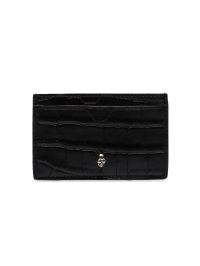 Alexander McQueen Black Crocodile Embossed Card Holder