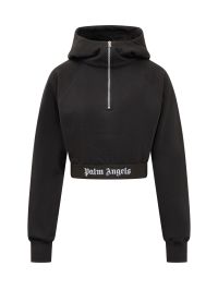 Black Logo-embroidered cotton-jersey hoodie, Palm Angels