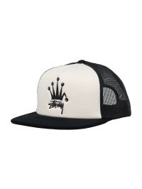 STUSSY • CROWN STOCK TRUCKER CAP Stussy Crown Stock Trucker Cap color White Black Adjustable