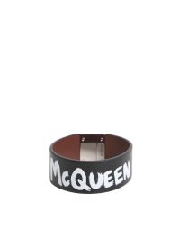 Alexander McQueen Graffiti-print Leather Bracelet ブレスレット-