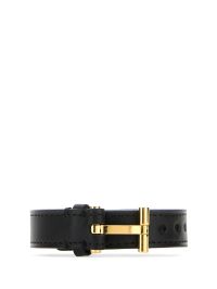 TOM FORD ブラック T ブレイド レザーブレスレット TOM FORD: ブラック T ブレイド レザーブレスレット | SSENSE 日本