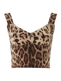 Women's Leopard Print Silk Bustier Top by Dolce & Gabbana