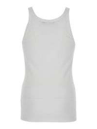 Dolce & Gabbana White Ribbed Tank Top With Logo Label In