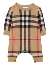 Burberry Check Wool Babygrow ボディスーツ＆セットアップ-