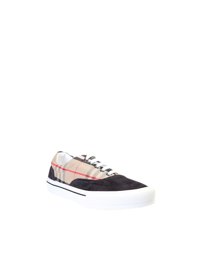 BURBERRY SUEDE LEATHER AND COTTON SNEAKERS,11159291