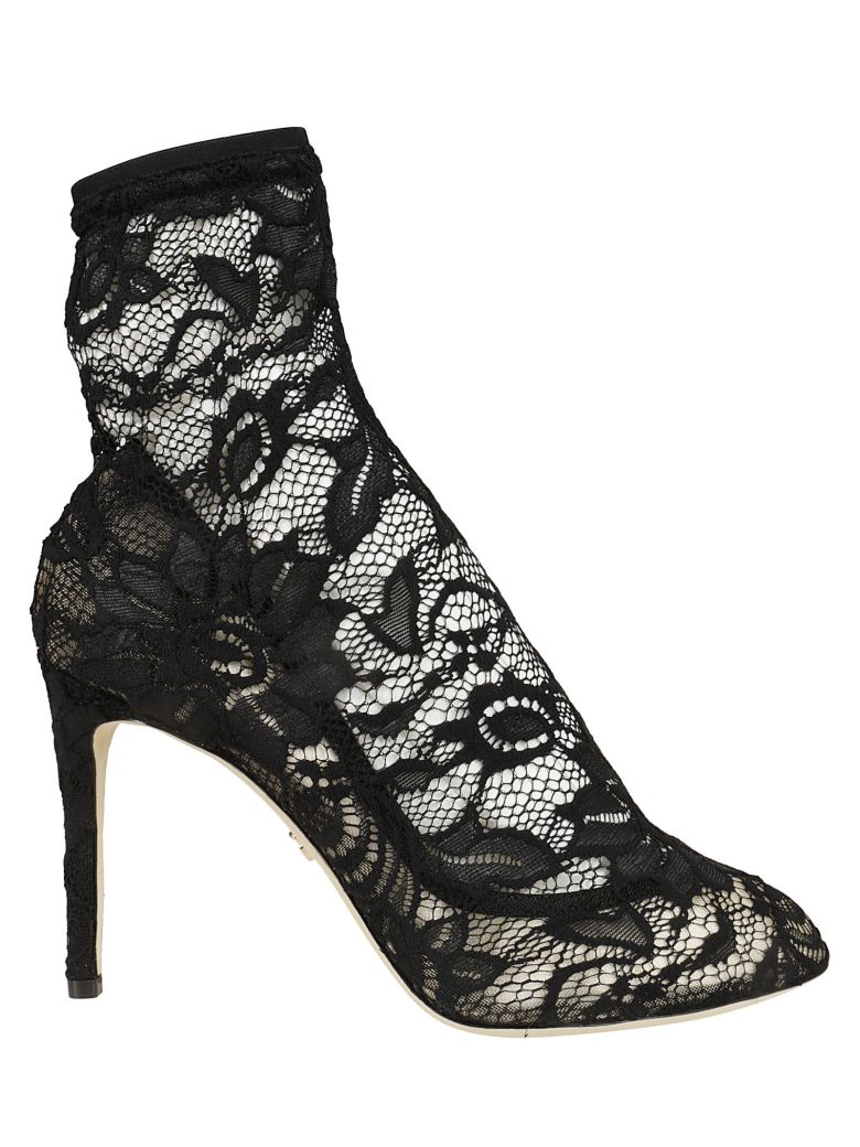 Dolce & Gabbana Dolce & Gabbana Floral Lace Ankle Boots - Black ...