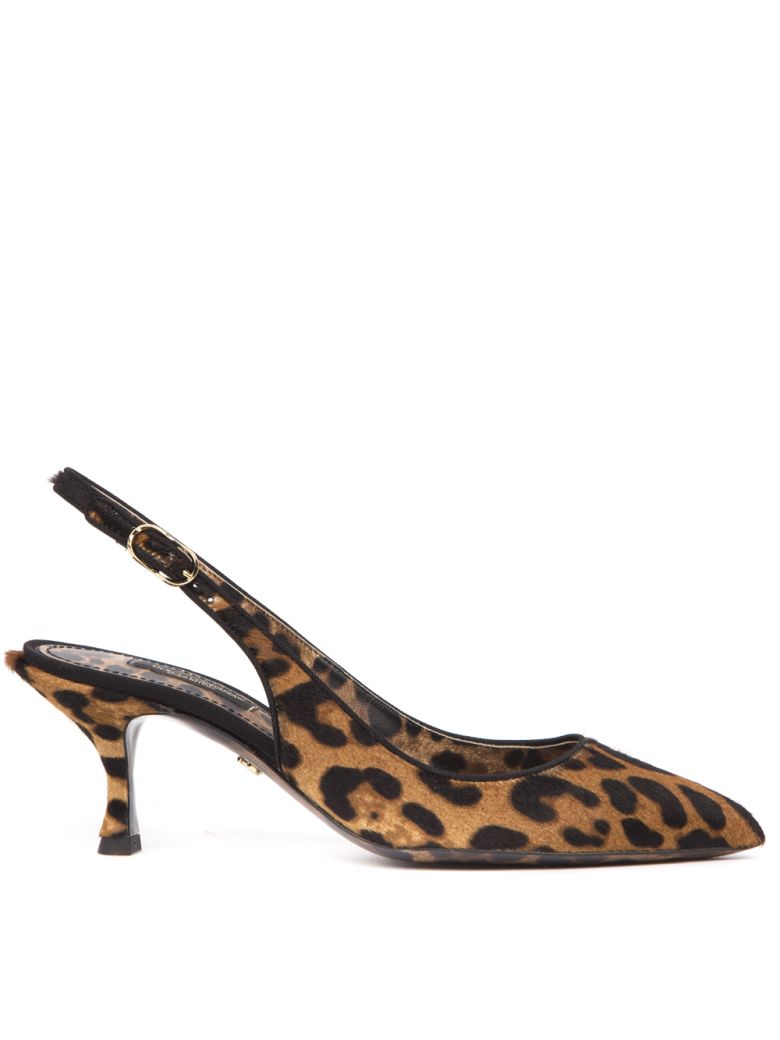 DOLCE & GABBANA LEOPARD-PRINT PONY HAIR SLINGBACKS,11021276