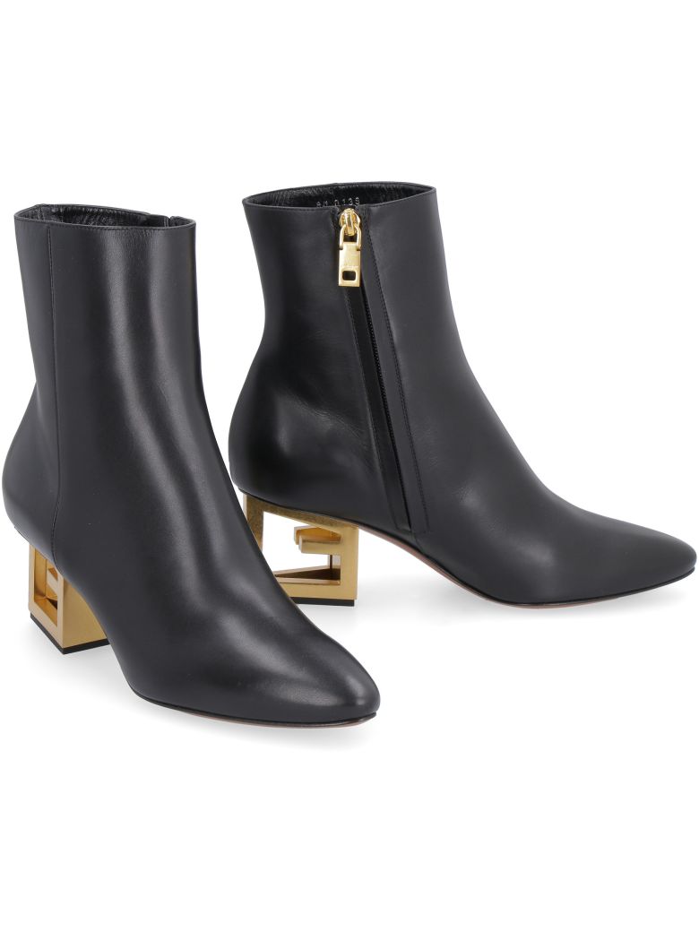 GIVENCHY TRIANGLE LEATHER POINTY-TOE ANKLE-BOOTS,10994884