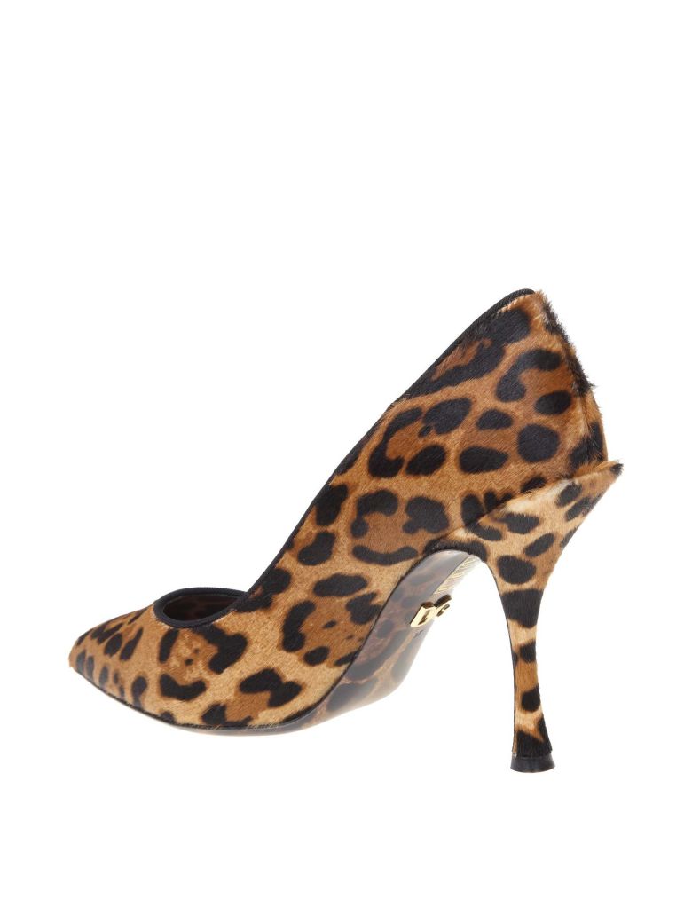 DOLCE & GABBANA DECOLLETE IN CAVALLINO WITH LEOPARD PRINT,10990977