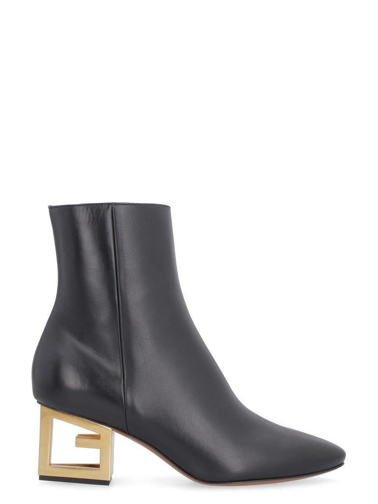GIVENCHY TRIANGLE LEATHER POINTY-TOE ANKLE-BOOTS,10994884