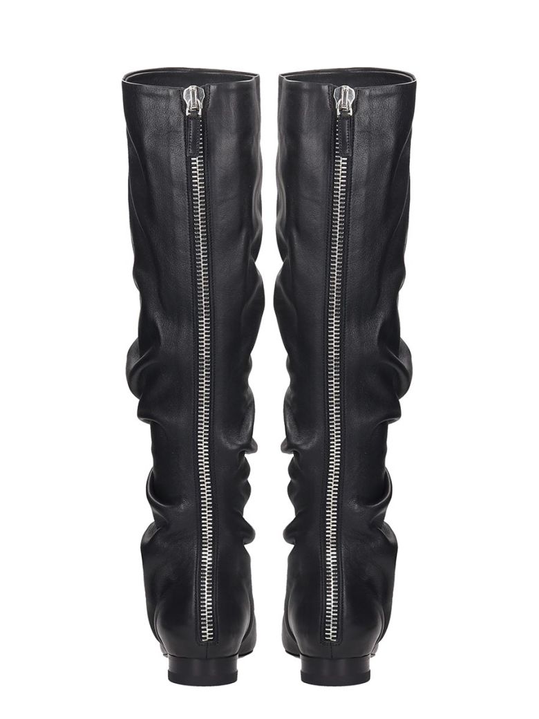 JIL SANDER LOW HEELS BOOTS IN BLACK LEATHER,11023442