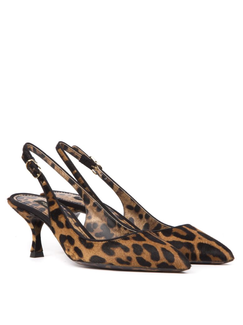 DOLCE & GABBANA LEOPARD-PRINT PONY HAIR SLINGBACKS,11021276
