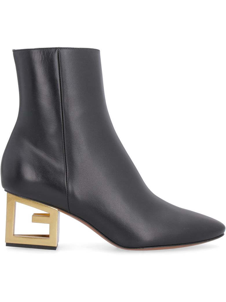 GIVENCHY TRIANGLE LEATHER POINTY-TOE ANKLE-BOOTS,10994884