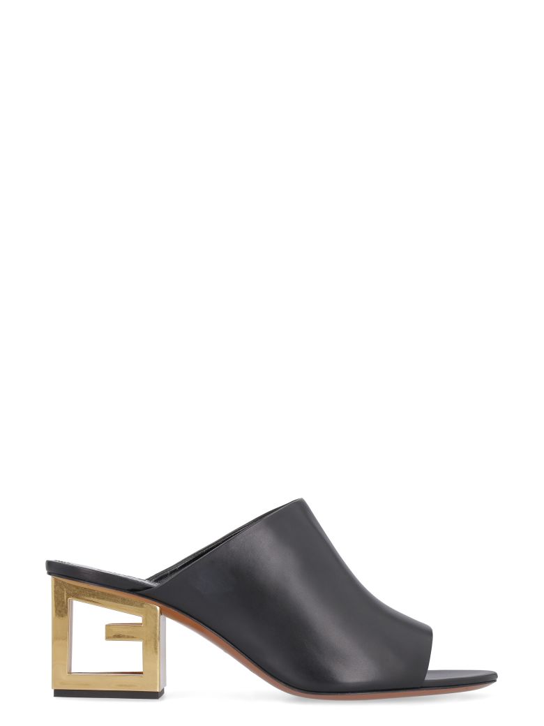 GIVENCHY TRIANGLE LEATHER OPEN-TOE MULES,10884070