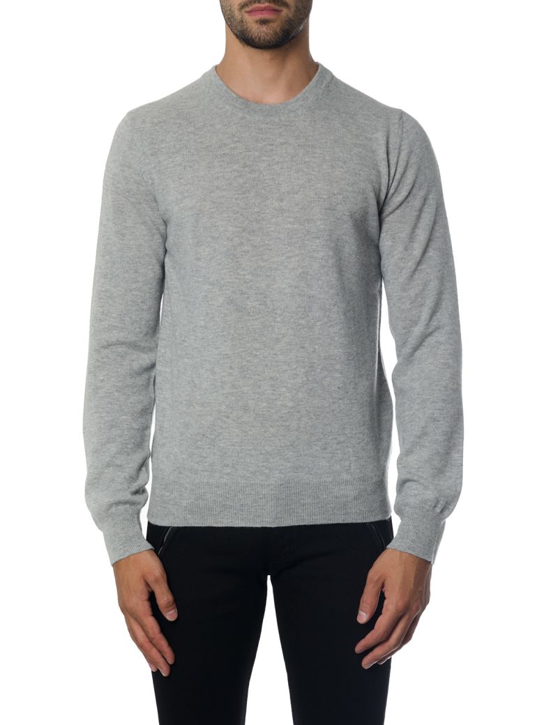 Maison Margiela Maison Margiela Grey Wool Knitwear With Suede Patches ...