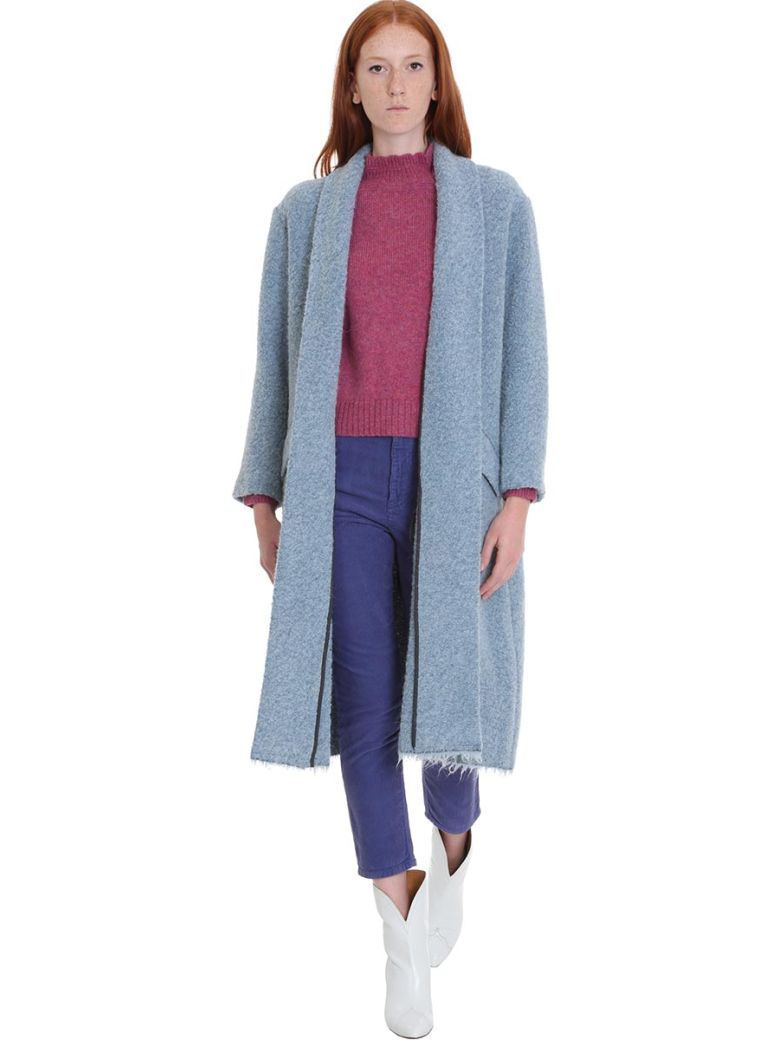 ETOILE ISABEL MARANT FABY COAT IN BLUE WOOL,11056744