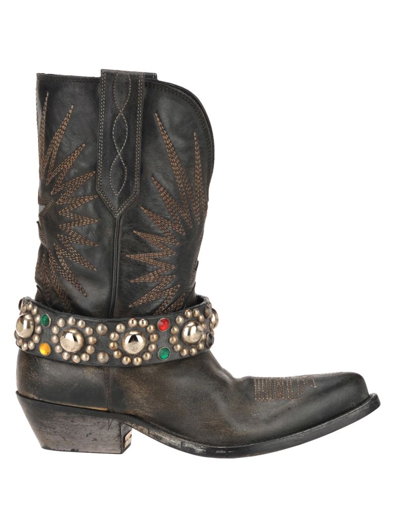 GOLDEN GOOSE WISH STAR ANKLE BOOTS,11025783