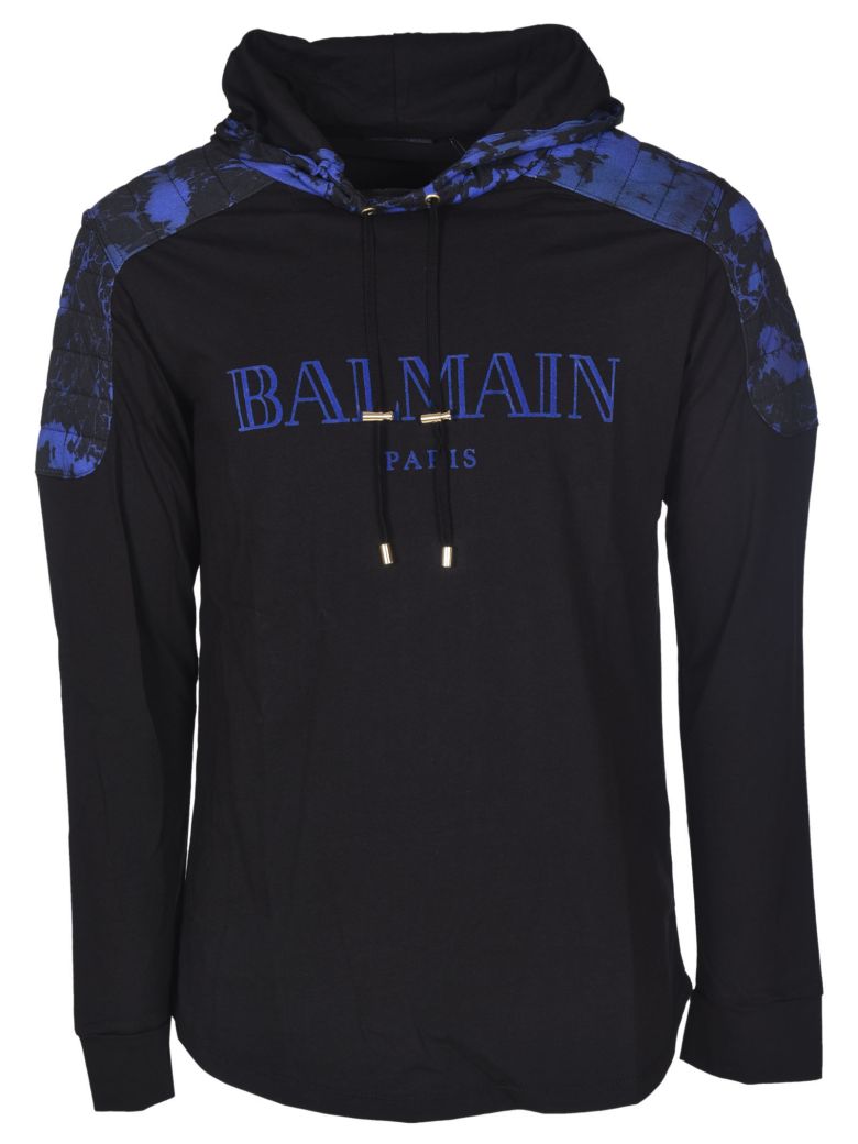 Balmain Balmain Logo Print Hoodie - Navy/black - 10614994 | italist