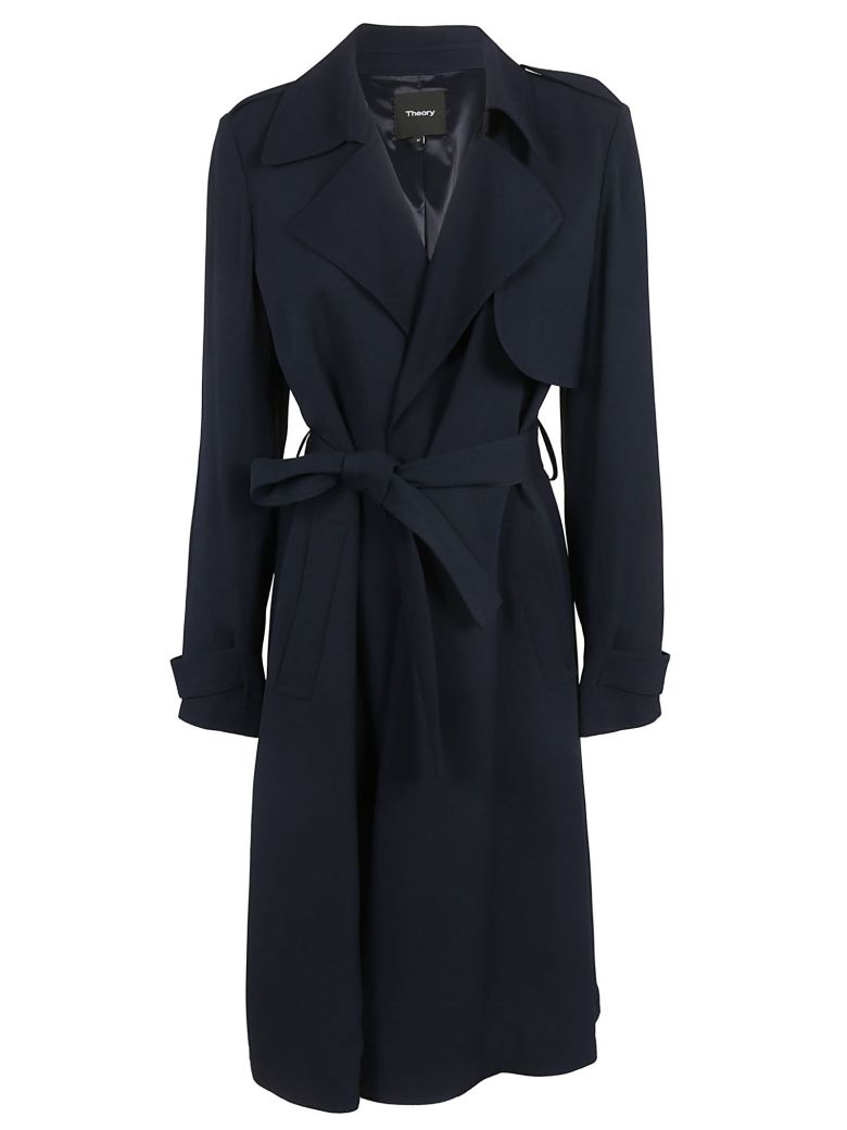 Theory Theory Belted Trench Coat - Blu - 10599070 | italist