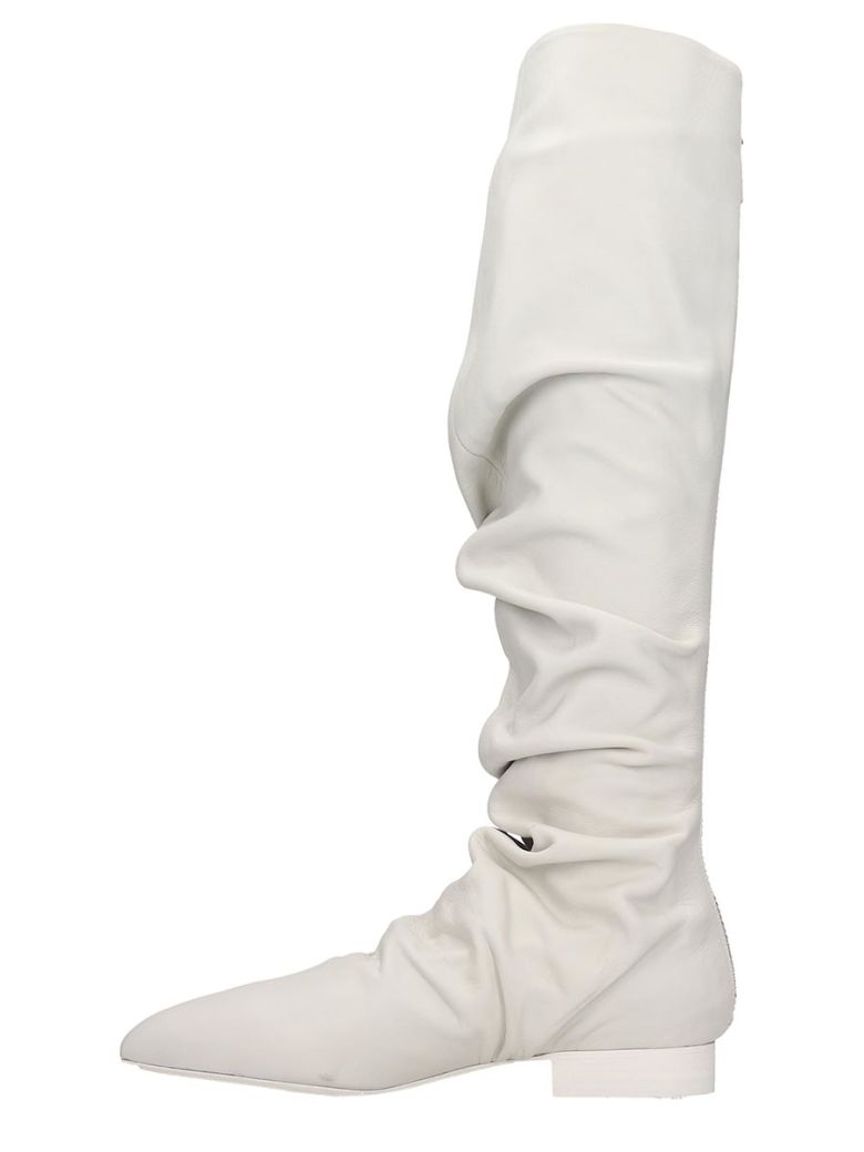 JIL SANDER LOW HEELS BOOTS IN WHITE LEATHER,11001711