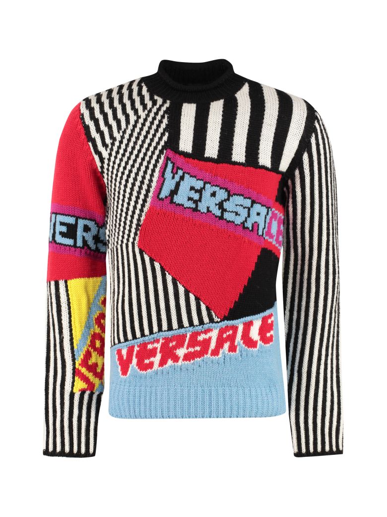 VERSACE INTARSIA WOOL SWEATER,11126611