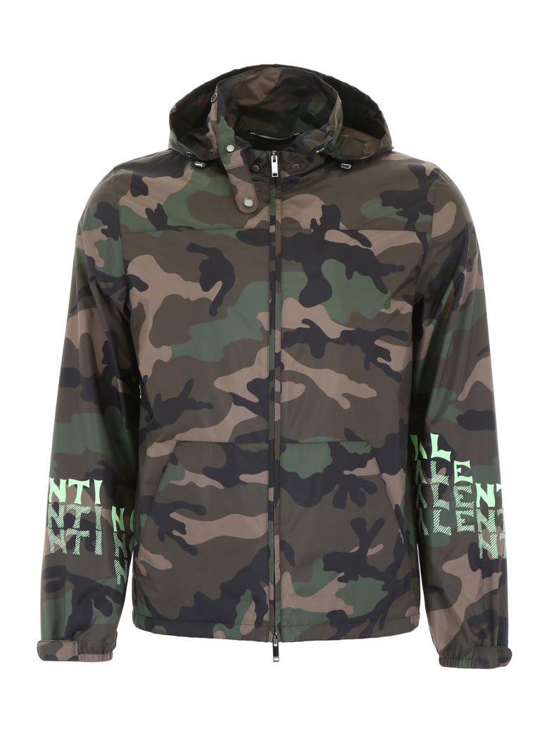 Valentino Valentino Logo Camouflage Windbreaker - CAMOU ARMY|Khaki ...