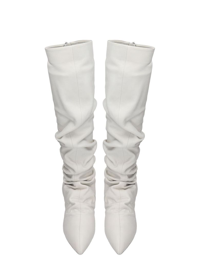 JIL SANDER LOW HEELS BOOTS IN WHITE LEATHER,11001711