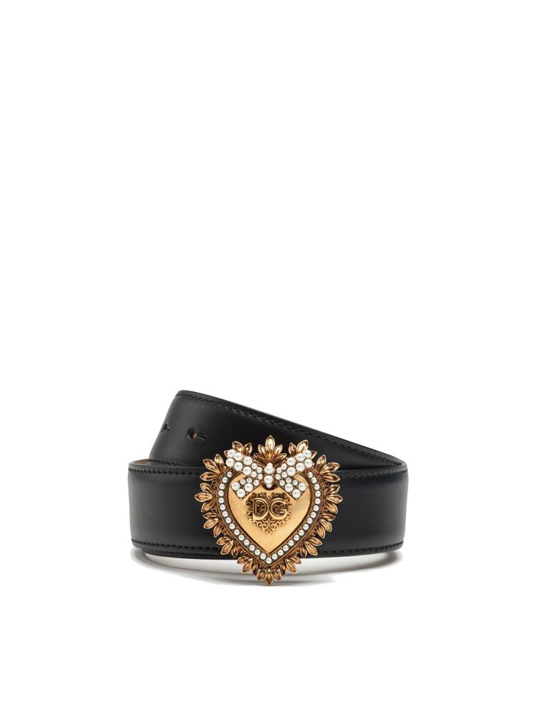 DOLCE & GABBANA LOW DEVOTION LOGO CUIR BELT,10967402