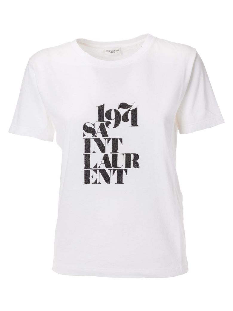Saint Laurent Saint Laurent 1971 Logo T-shirt - Natural/black ...