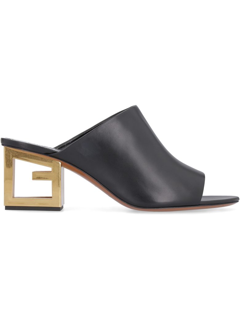 GIVENCHY TRIANGLE LEATHER OPEN-TOE MULES,10884070
