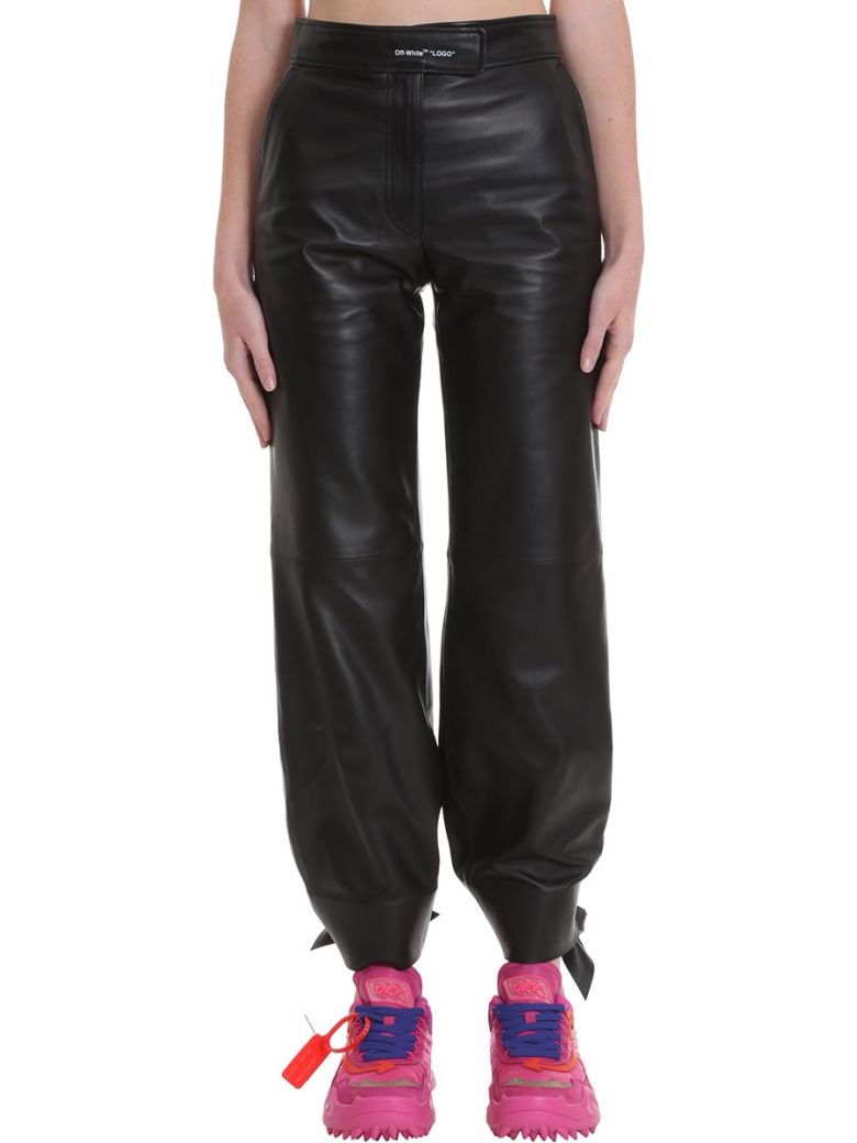 OFF-WHITE PANTS IN BLACK LEATHER,11140107