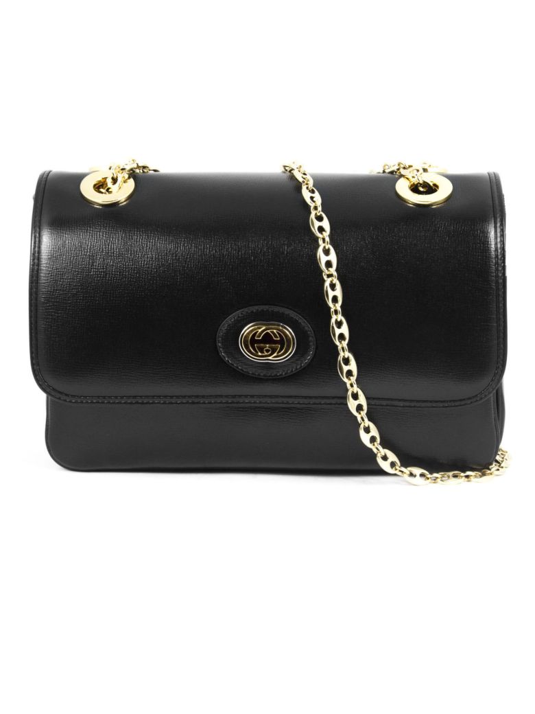 gucci black bag gold chain