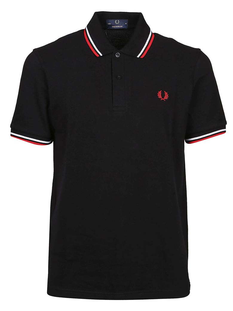 Fred Perry Fred Perry Twin Tipped Polo Shirt - Black/white/red ...