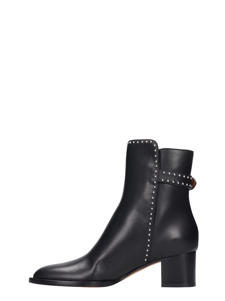 GIVENCHY ELEGANT ANK BOO HIGH HEELS ANKLE BOOTS IN BLACK LEATHER,11064436
