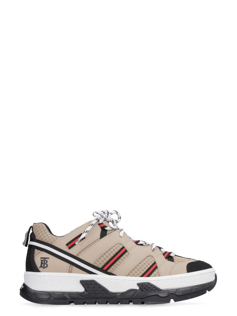 BURBERRY UNION LEATHER AND FABRIC LOW-TOP SNEAKERS,11050279