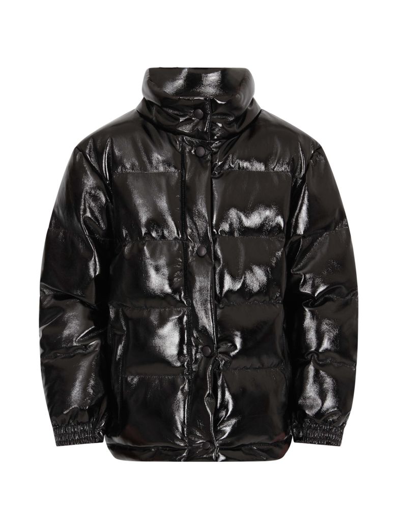 ALBERTA FERRETTI BLACK GIRL JACKET WITH FUCSHIA WRITING,11068256