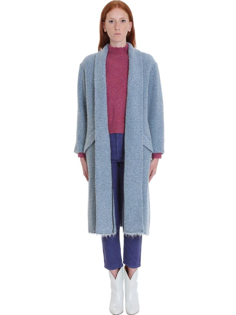 ETOILE ISABEL MARANT FABY COAT IN BLUE WOOL,11056744