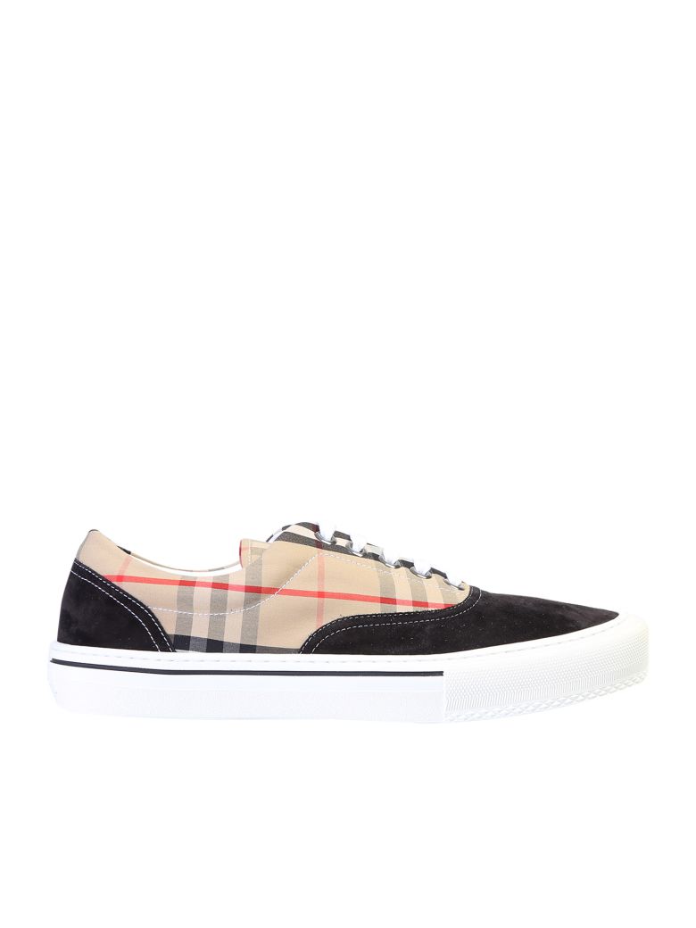 BURBERRY SUEDE LEATHER AND COTTON SNEAKERS,11159291