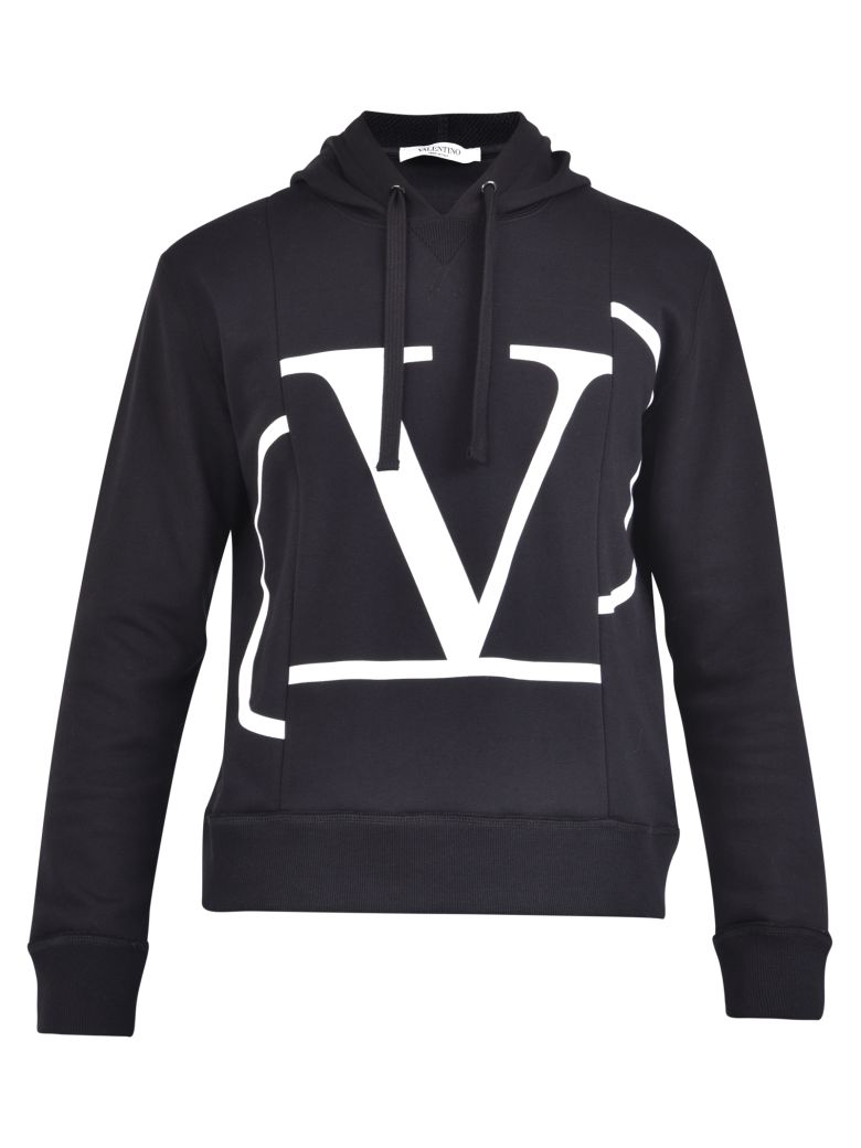 Valentino Valentino Logo Print Cotton Blend Hoodie - Black - 10921321