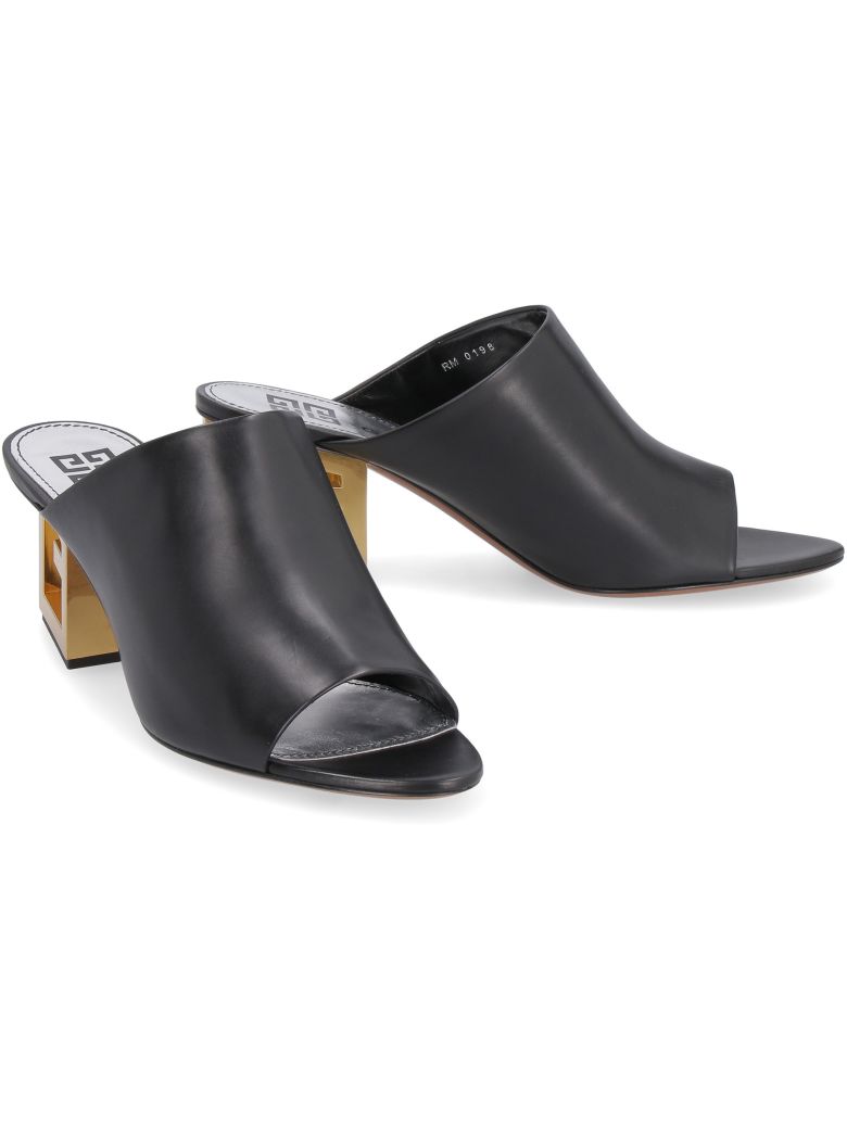 GIVENCHY TRIANGLE LEATHER OPEN-TOE MULES,10884070