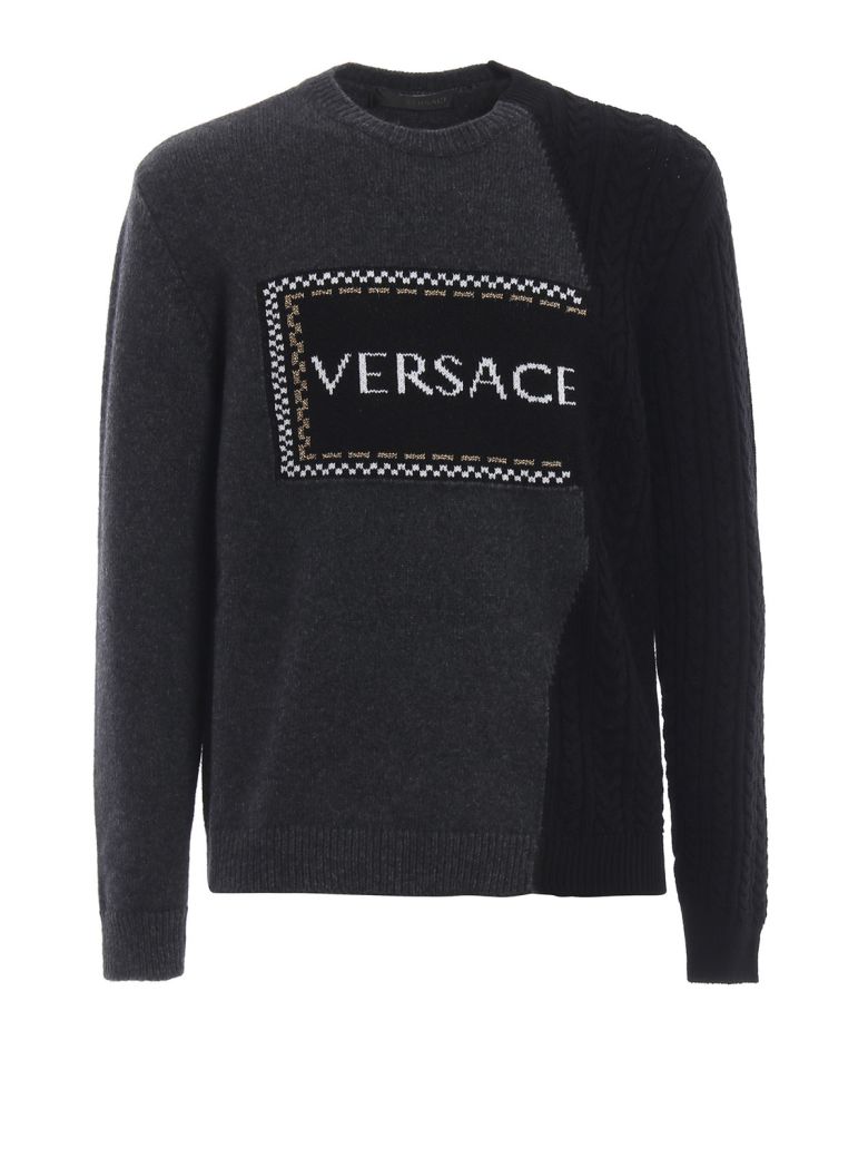 Versace Versace Contrast Logo Sweater - Dark Grey - 10676303 | italist