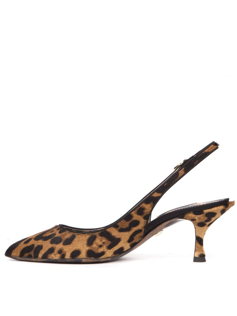 DOLCE & GABBANA LEOPARD-PRINT PONY HAIR SLINGBACKS,11021276