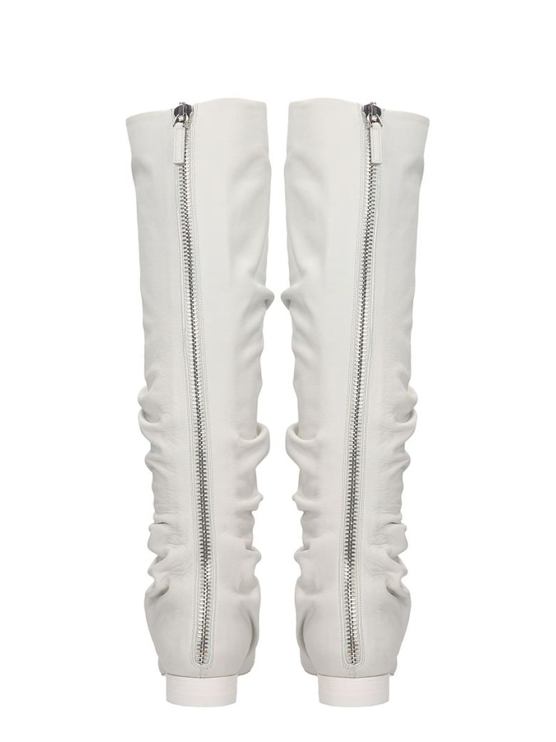 JIL SANDER LOW HEELS BOOTS IN WHITE LEATHER,11001711