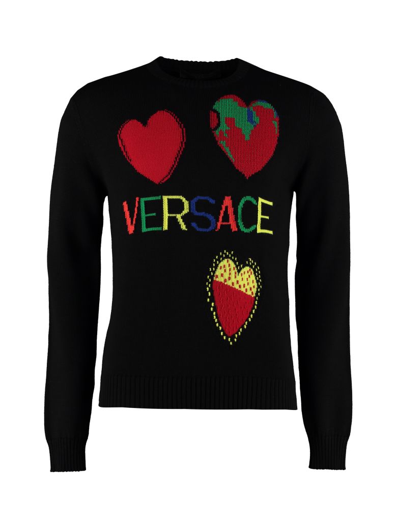 VERSACE CREW-NECK WOOL SWEATER,10988473