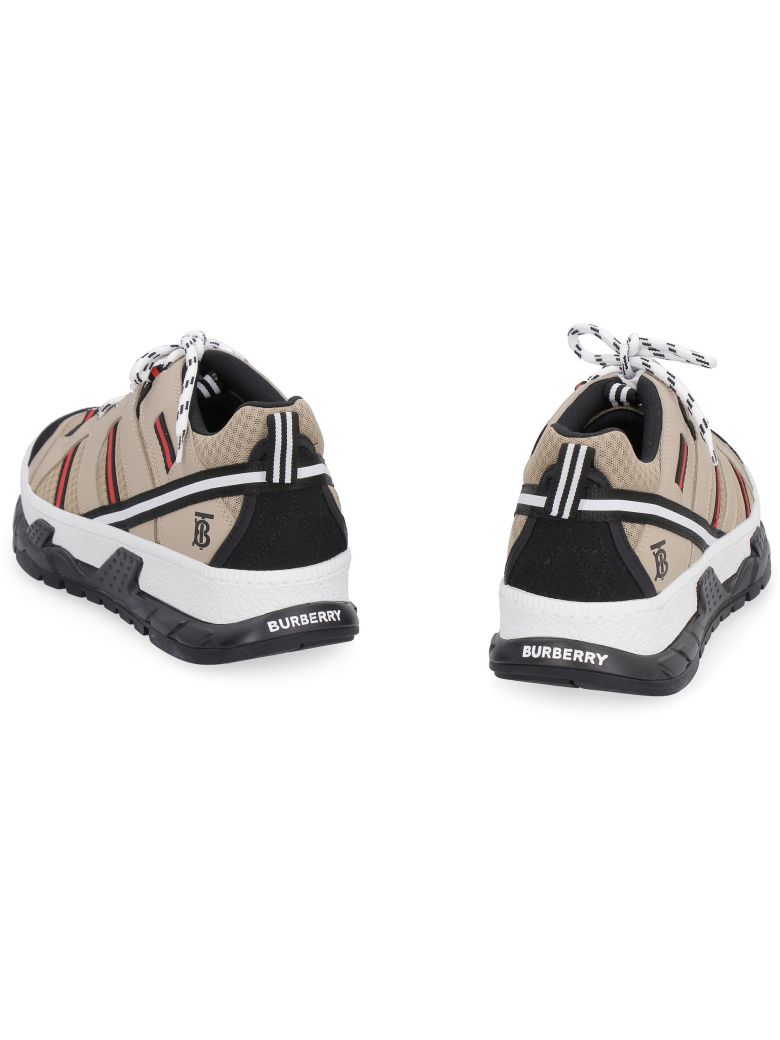 BURBERRY UNION LEATHER AND FABRIC LOW-TOP SNEAKERS,11050279