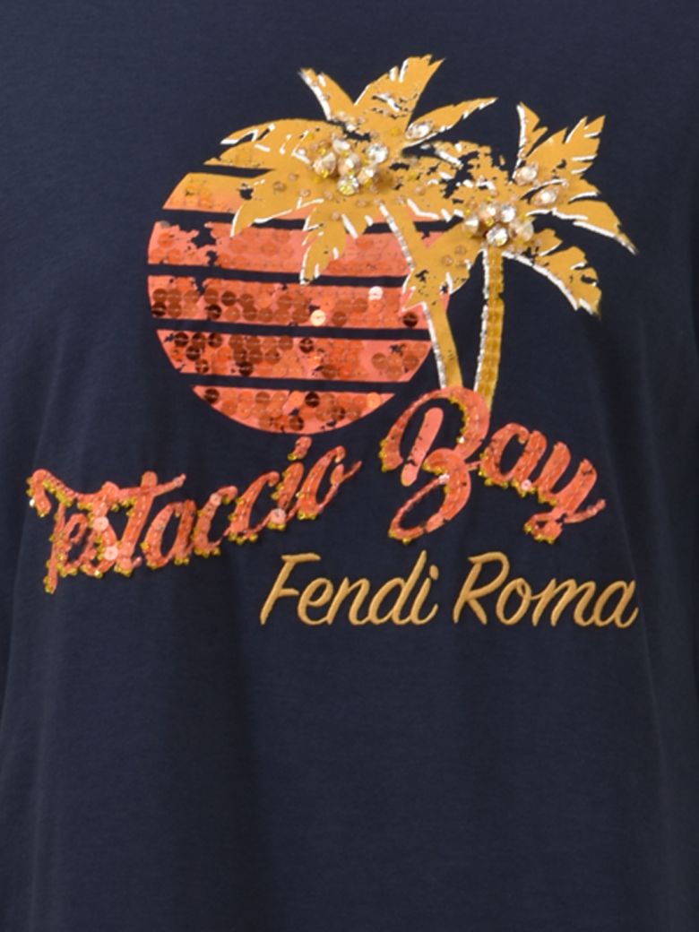 FENDI TESTACCIO BAY T-SHIRT BLUE,10664965